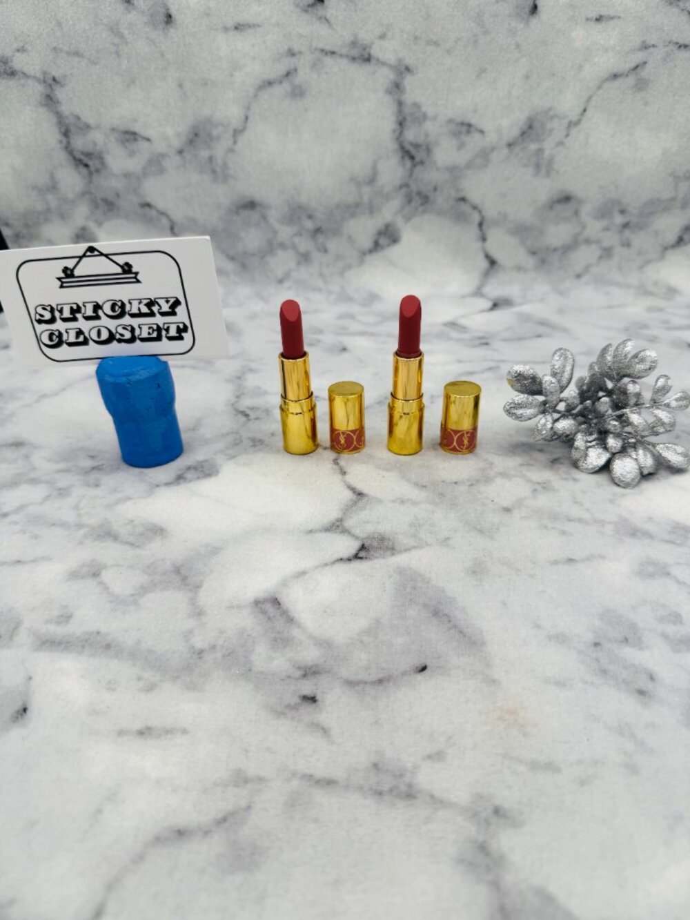 Yves Saint Laurent Beauty Set-Deluxe Rouge Volupte Shine Lipstick 44-2pc-NEW